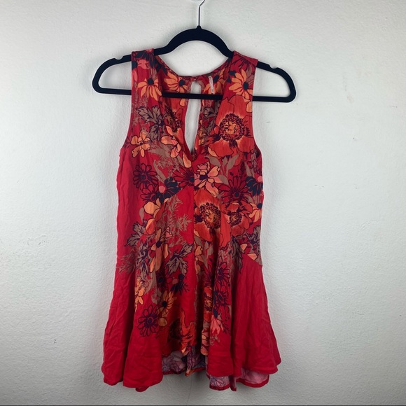 Free People Flowy Red Floral XS Tank Top - Picture 6 of 13